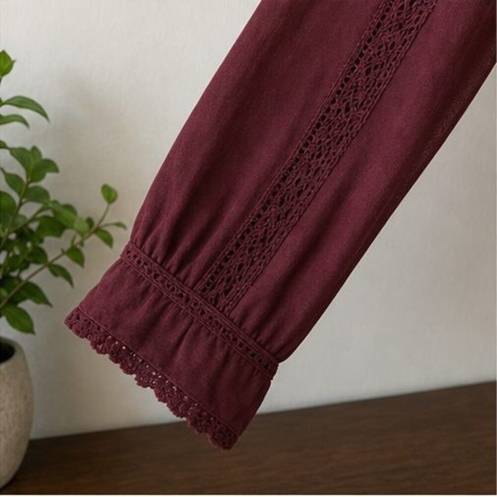 Burgundy Ruffle Blouse - Picture 5 of 6